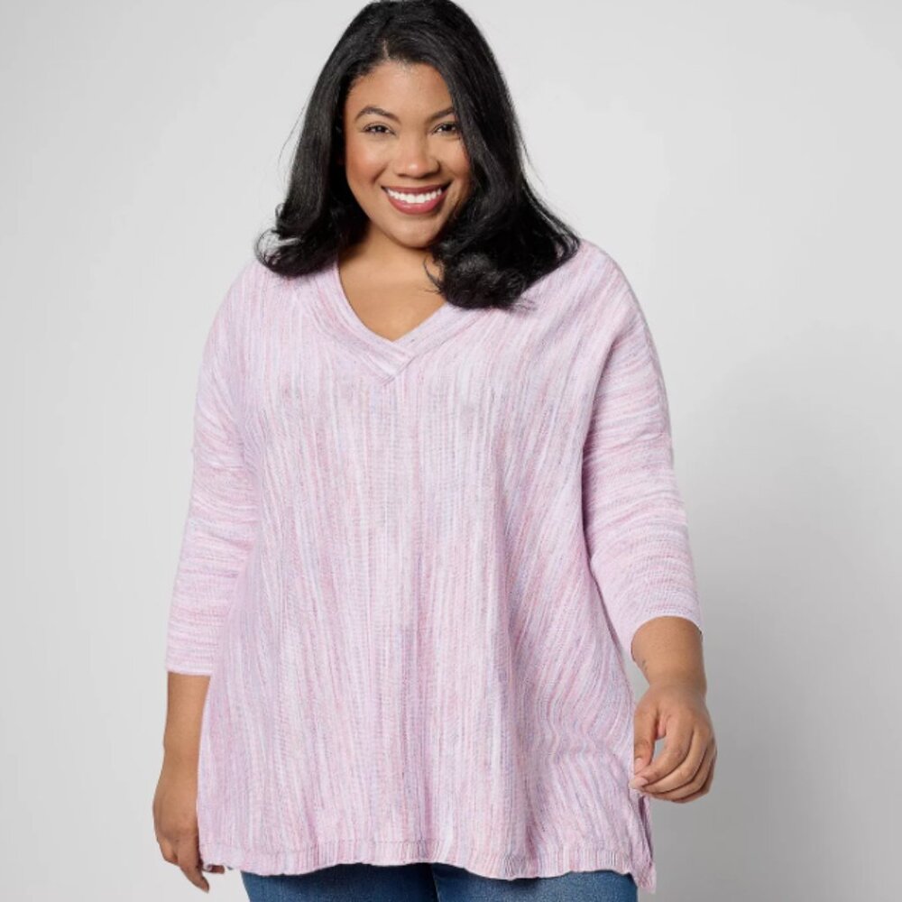 LOGO by Lori Goldstein Dolman Sleeve V-Neck Sweater S
